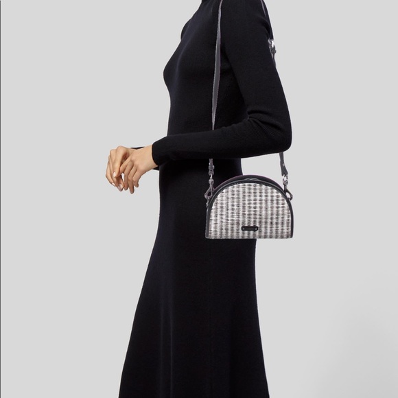 HP🌈REBECCA MINKOFF LeatherTrimmed Straw Crossbody - Picture 2 of 8